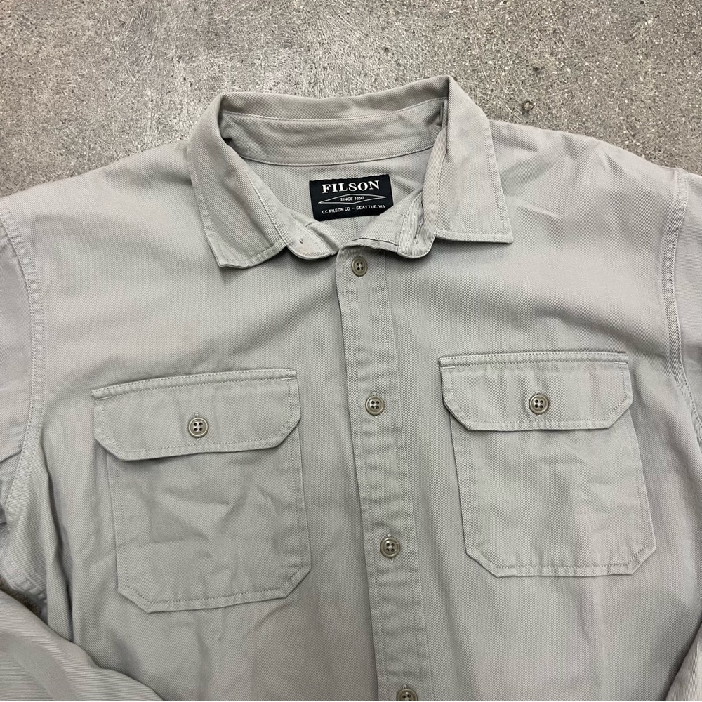 Filson Chino Twill Work Shirt in Light Blue (M) - Picture 2 of 6